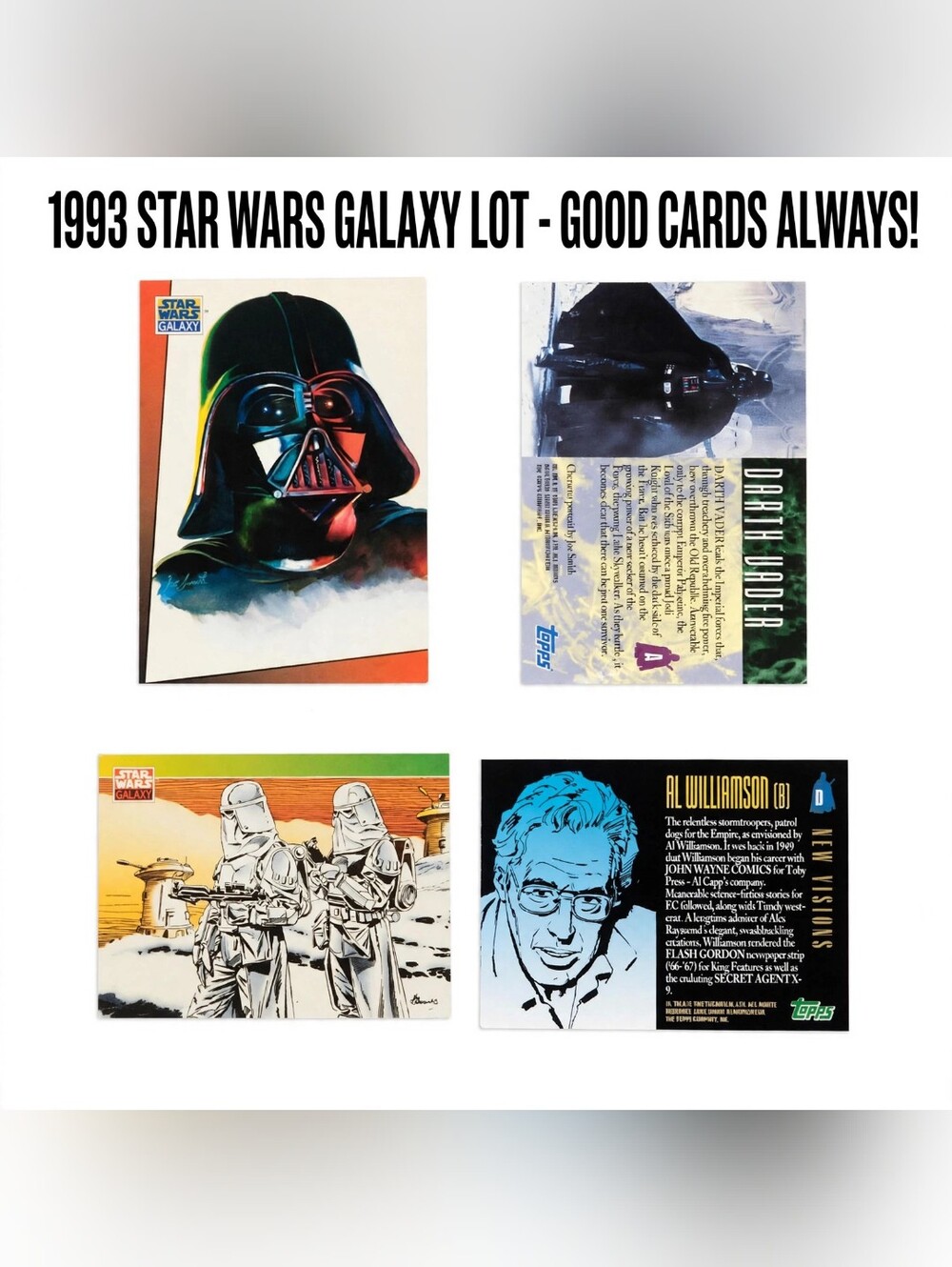 1993 Topps Star Wars Galaxy Darth Vader #4 + Al Williamson Snowtroopers #137 Lot